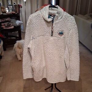 Men's White Sherpa Fleece Pullover